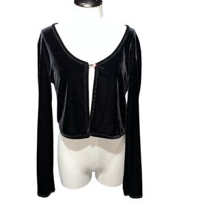 Y2K velvet crop cardigan black medium witchy whimsigoth vamp 2000s witch